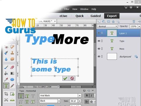Photoshop Elements Add Text : How to Add and Use Text : 15 14 13 12 11 Tutorial - YouTube