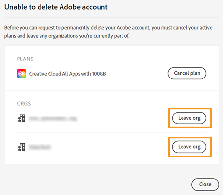 Delete your Adobe account and permanently remove your personal information