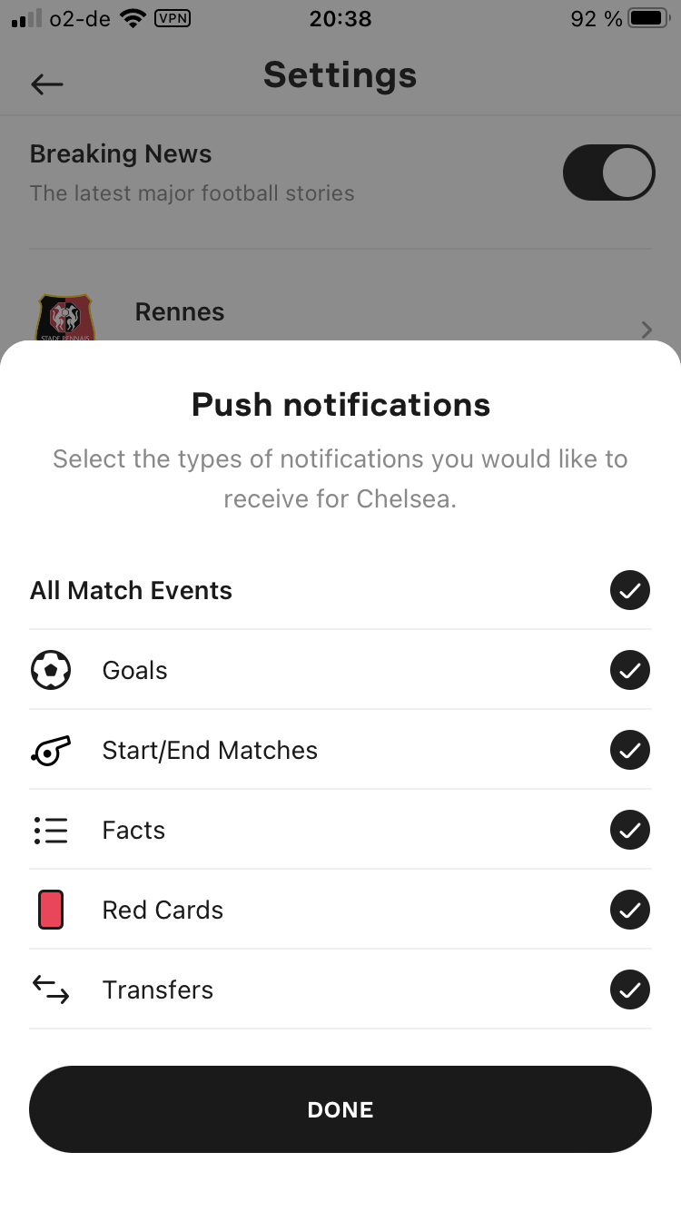 Personalize your notifications – OneFootball Help Center
