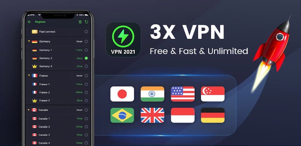 3X VPN MOD APK v4.9.215 (VIP Unlocked) Download