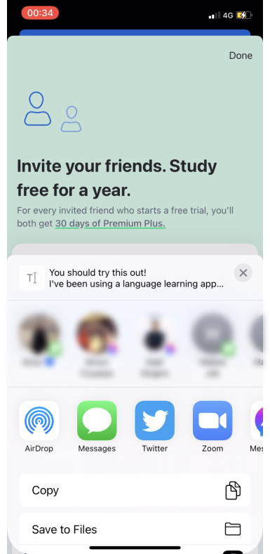 Busuu - Invite a friend flow | App Fuel